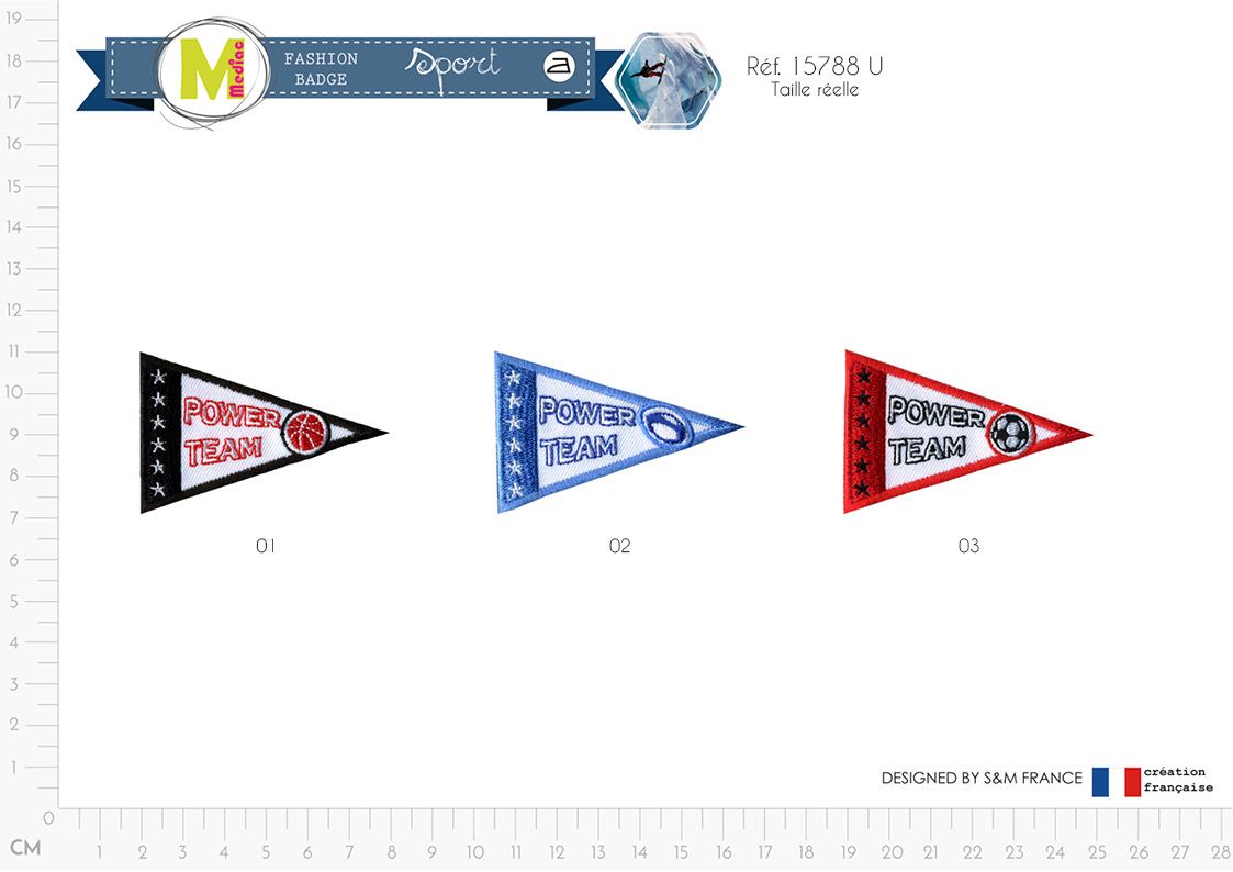 M15788 Pennant "POWER TEAM" Appliques