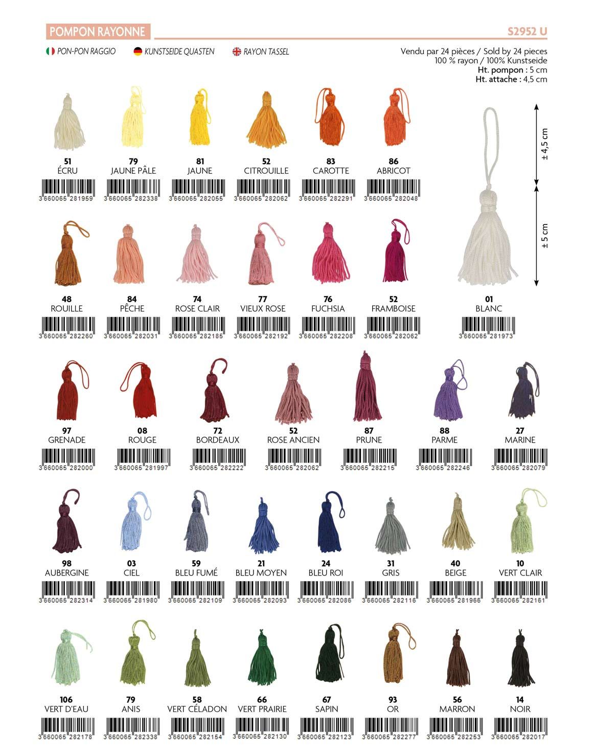 02952 2 Inch Rayon Tassel