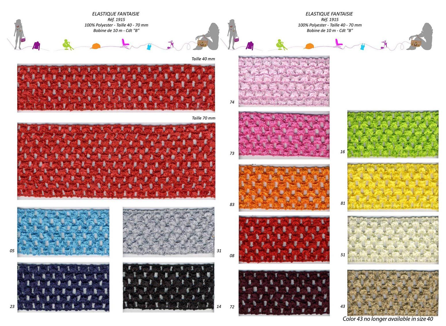 01915 Crochet Elastic, 40mm & 70mm