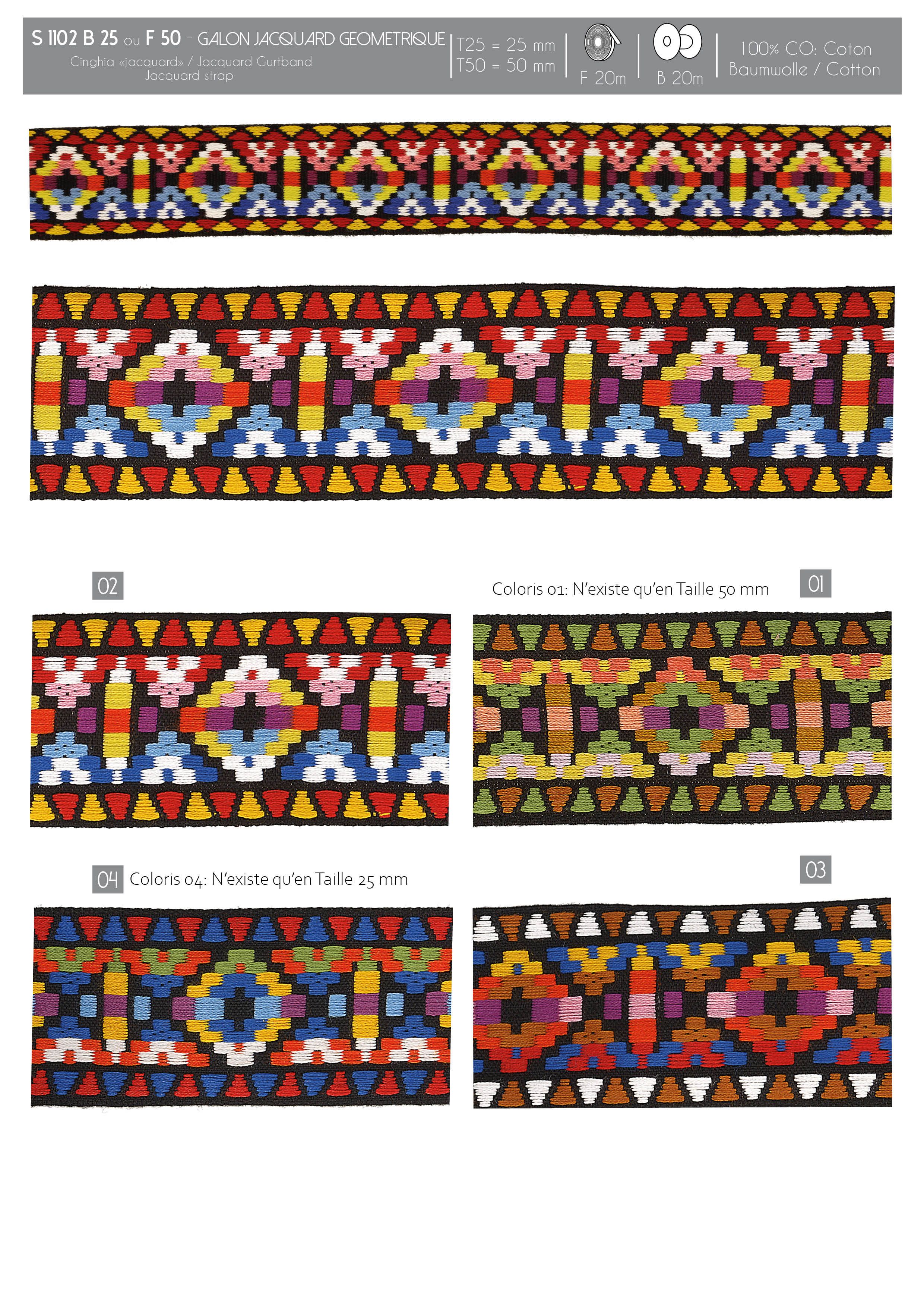 01102 Jacquard, Geometric Design 25mm & 50mm