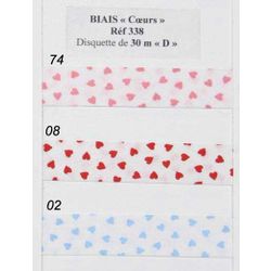 00338 Bias, Hearts, 100% Cotton