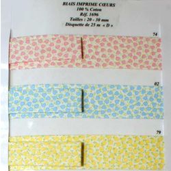 01696 100% Cotton Bias, Hearts 20mm&30mm