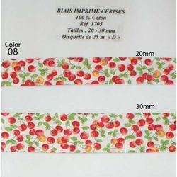 01705 Cotton Bias, Cherries, 20mm & 30mm