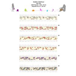 03379 Flower Ribbon w/ Lace Borders 26mm