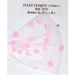 03476 Flocked Tulle Ribbon 8cms &Hearts&