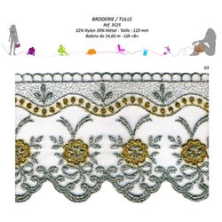 03525 Embroidered Lace, 120mm, Metallic