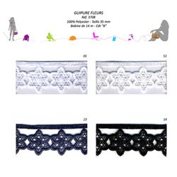 03708 Flower / Star Guipure Lace, 35mm