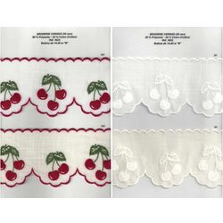 03933 Cherries, Embroidered Trim, 95mm
