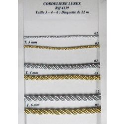 04139 Lurex Cord, 3mm, 4mm, & 6mm