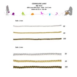 04151 Lurex Cord, 3mm & 5mm