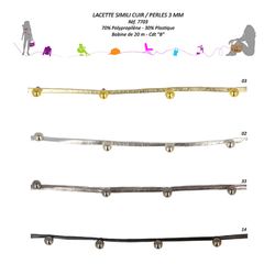 07703 Faux Leather Cord w/ Beads, 3mm