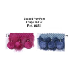 09651 Beaded Pompom Fringe on Fur