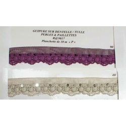 09817 Lace Edged Tulle w/ Beads & Sequin
