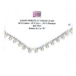 09940 Rhinestone and Pearl Trim, 10mm