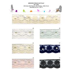 11009 Flower Trim w/ Beads, 32mm
