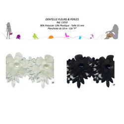 11010 Floral Lace with Pearls, 55mm