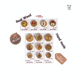 B13703 Wooden Button, House