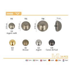 M00488 Domed Metal Button 11mm-15mm-18mm