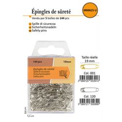 M00625 Gross of Metal Safety Pins, 19mm