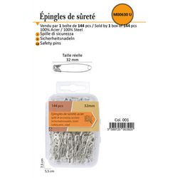 M00630 Gross of Metal Safety Pins, 32mm