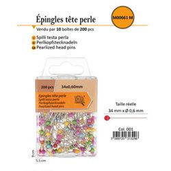 M00661 Pearlized Head Pins, 200 count/Pk