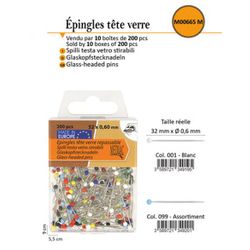 M00665 Glass-Headed Pins, 200 pieces