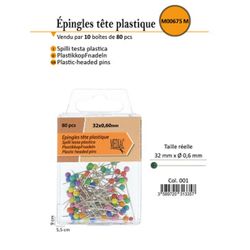 M00675 Multicolor Plastic Head Pins, 80p