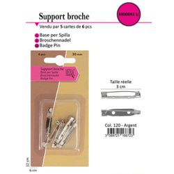 M00692 Brooch / Badge Pins 30mm, 6pcs/Pk