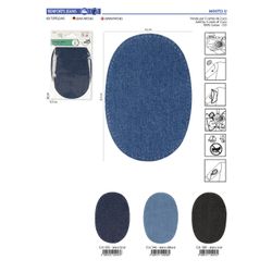 M00753 Oval Shape Denim Patches, 2pcs/Pk