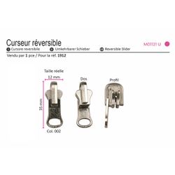 M01121 Reversible Zipper Slide & Pull