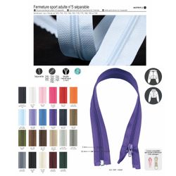 M01909 Adult Sport Zipper, #5 Separable