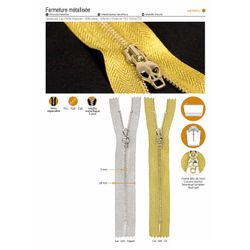 M01949 Metallic Zipper w/ Skull Pull