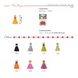 M08837 Mini Tassels with Metal Ring, 6pc