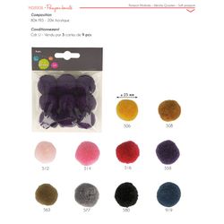 M08908 Soft Pompon 25mm, 9 Pcs/Pk