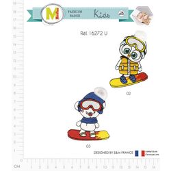 M16272 Snowboarding Animal Appliques