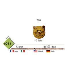 M60131 2-Hole Wooden Cat Button