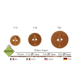 M60593 Wooden Pine Tree Button