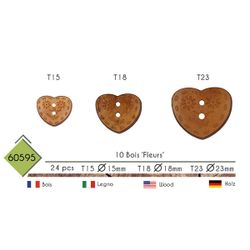 M60595 Wooden Heart Button w/ Flowers