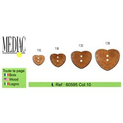 M60595 Wooden Heart Button w/ Flowers