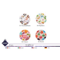 M60689 Decorated Wooden Button, 25mm