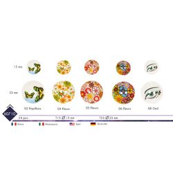 M60710 2-Hole Shell Button with Designs, 15mm & 23mm