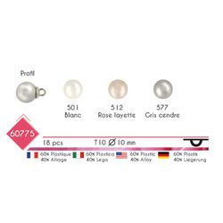M60775 Round Pearl Shank Button, 10mm