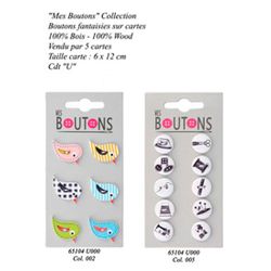 M65104 Carded Buttons, 100% Wood Buttons