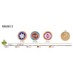 M60813 Painted Wood Button, 25mm