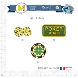 M16413 4-Leaf / Poker / Dice / Casino Appliques
