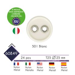 M60849 White and Silver 2-Hole Button