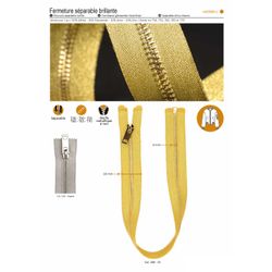 M01989 Long, Separable, Gold/Silver Metallic Zipper