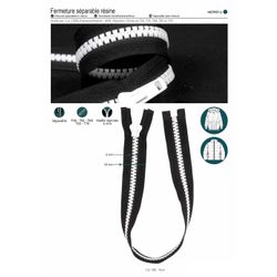 M01991 Separable Black & White Large Tooth Zipper
