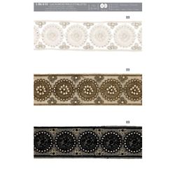 11116 Embroidered Galon Trim with Pearls and Beads, 50mm