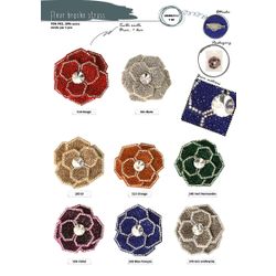 M08923 Flower Brooch with Stones, 6cm